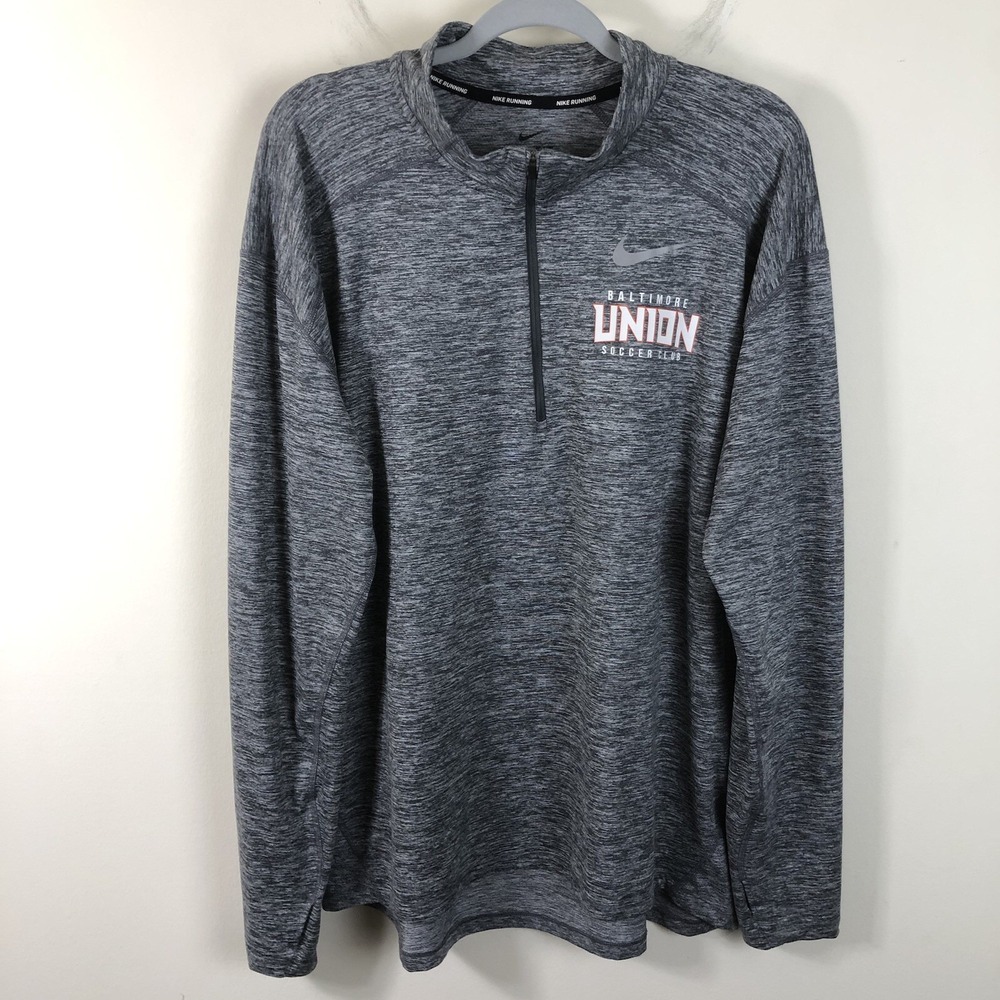 Nike Dri-Fit Baltimore Union Soccer Club 1/4 Zip Running Sweatshirt Mens XL Gray